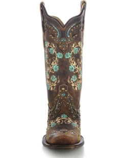 Corral Women's Studded Floral Embroidery Western Boots - Square Toe -Western Cowboy Clothing Shop 0459M4 41 FT