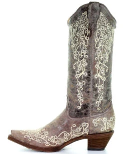Corral Women's Crater With Bone Embroidery Western Boots - Snip Toe -Western Cowboy Clothing Shop 045S76 41 LT