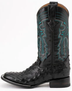 Ferrini Men's Full-Quill Ostrich Embroidered Western Boots - Broad Square Toe -Western Cowboy Clothing Shop 066845 89 P3