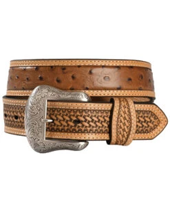 Nocona Basketweave Ostrich Print Leather Belt