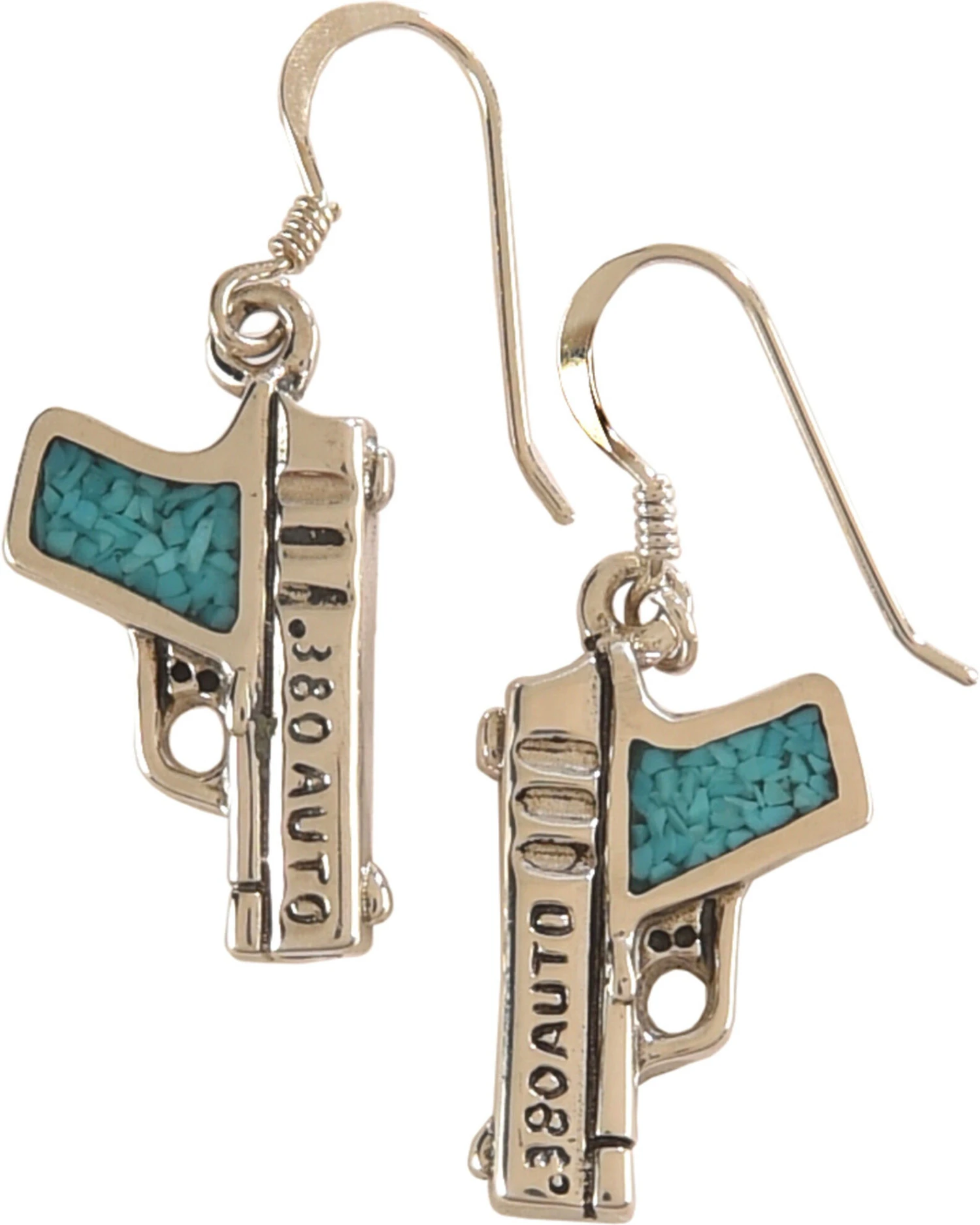 Silver Legends Women's Turquoise 380 Auto Pistol Earrings 1 Silver Legends Women's Turquoise 380 Auto Pistol Earrings