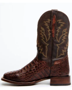 El Dorado Men's Handmade Caiman Back Brass Stockman Boots - Broad Square Toe -Western Cowboy Clothing Shop 2000221949 221 P3