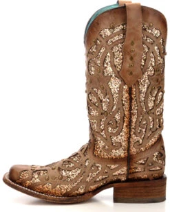 Corral Women's Orix Glitter Inlay & Studded Western Boots - Square Toe -Western Cowboy Clothing Shop 2000229513 200 LT
