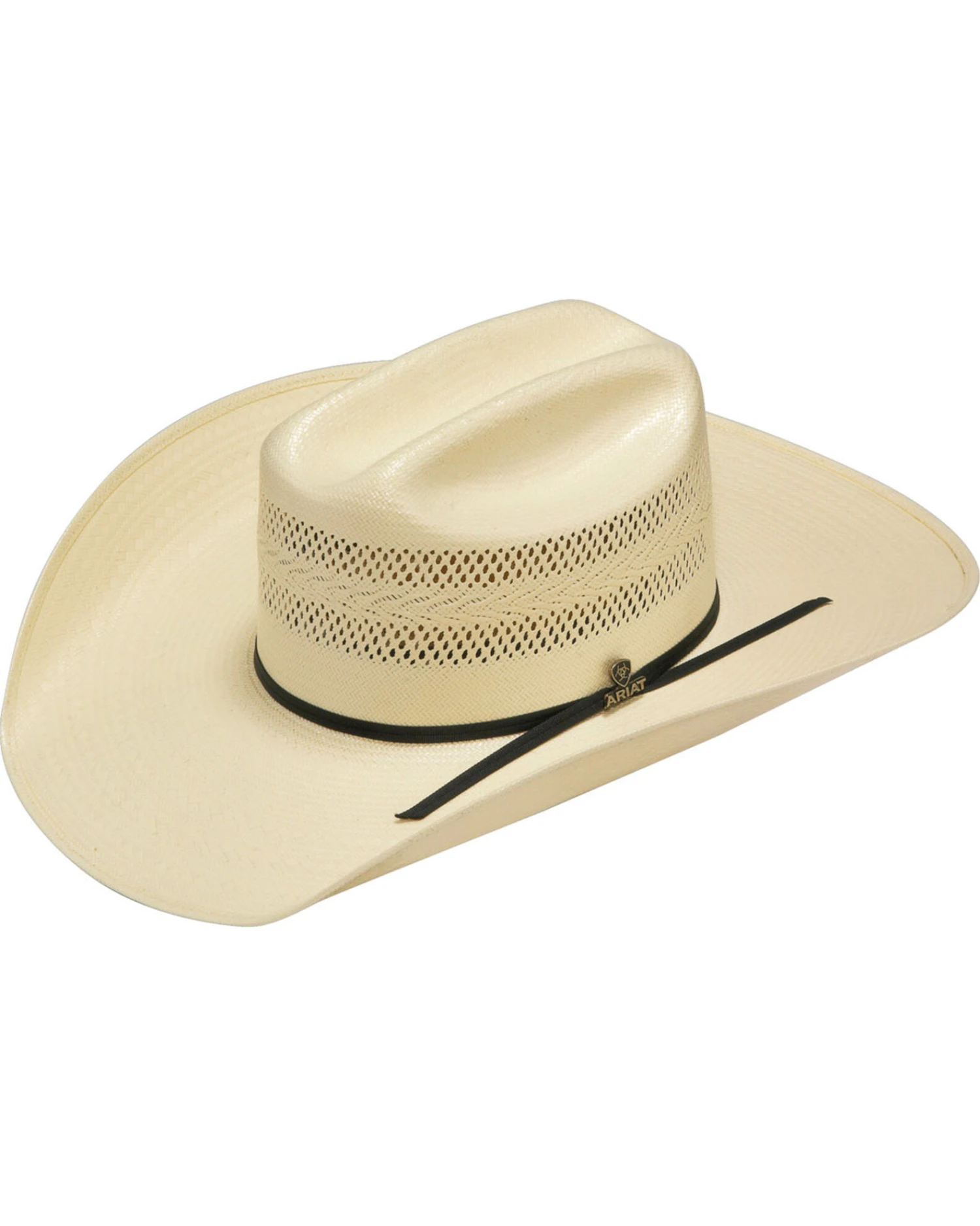 Ariat Men's 20X Natural Straw Vented Crown Cowboy Hat 1 Ariat Men's 20X Natural Straw Vented Crown Cowboy Hat
