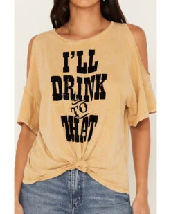 White Crow Women's I'll Drink To That Cold Shoulder Tee 6 White Crow Women's I'll Drink To That Cold Shoulder Tee -Western Cowboy Clothing Shop 2000238641 701 P3