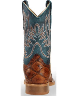 Horse Power Boys' Seas The Day Fish Print Boots - Square Toe  -Western Cowboy Clothing Shop 2000241197 235 BK