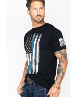 Brothers & Arms Men's Thin Blue Line Short Sleeve Graphic T-Shirt -Western Cowboy Clothing Shop 2000252349 001 P3
