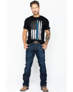 Brothers & Arms Men's Thin Blue Line Short Sleeve Graphic T-Shirt -Western Cowboy Clothing Shop 2000252349 001 P6