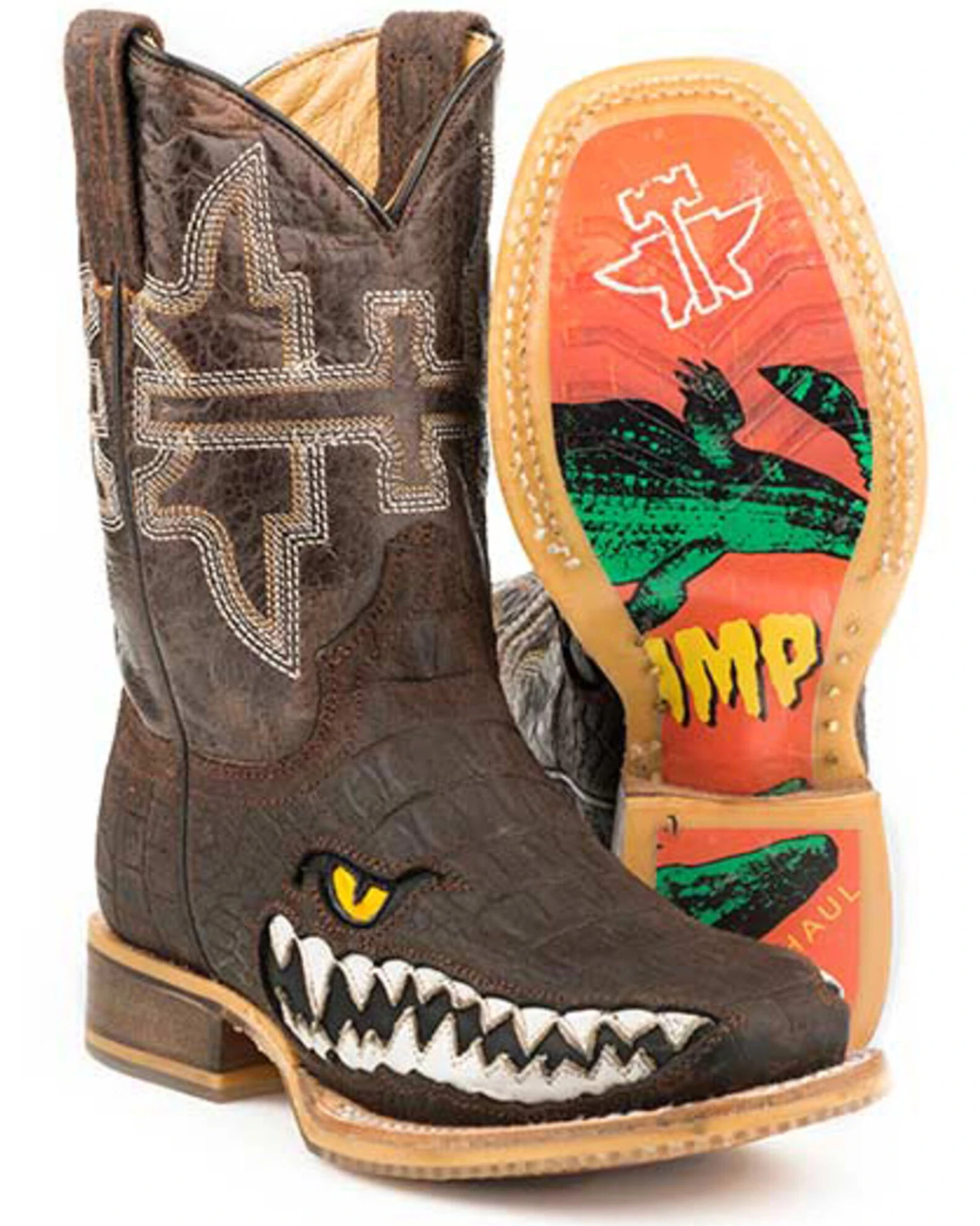 Tin Haul Boys' Swamp Chomp Western Boots - Broad Square Toe 1 Tin Haul Boys' Swamp Chomp Western Boots - Broad Square Toe