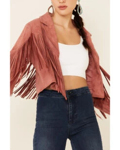 Saints & Hearts Women's Faux Suede Cropped Fringe Jacket  -Western Cowboy Clothing Shop 2000326854 661 P3