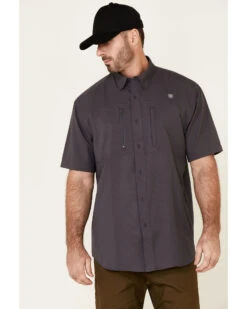 Ariat Men's Solid Charcoal Tek Short Sleeve Button Down Western Shirt 