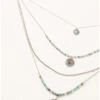 Shyanne Women's Shimmer Concho Four Tier Silver & Turquoise Necklace