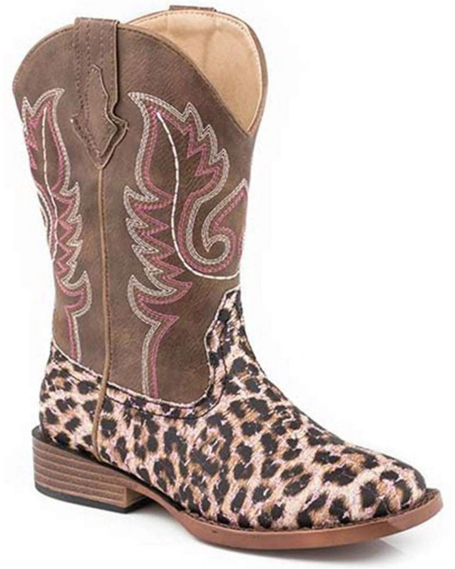Roper Girls' Glitter Leopard Western Boots - Square Toe 1 Roper Girls' Glitter Leopard Western Boots - Square Toe
