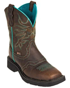 Justin Women's Mandra Chocolate Western Boots - Broad Square Toe