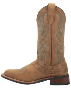 Laredo Women's Tan Turquoise Stitching Western Boots - Square Toe -Western Cowboy Clothing Shop 2000337535 200 P3