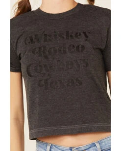 Ali Dee Women's Charcoal Rodeo Whiskey Cowboys Texas Graphic Tee  -Western Cowboy Clothing Shop 2000337655 022 P3