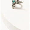 Shyanne Women's Silver Longhorn With Turquoise Stone Ring