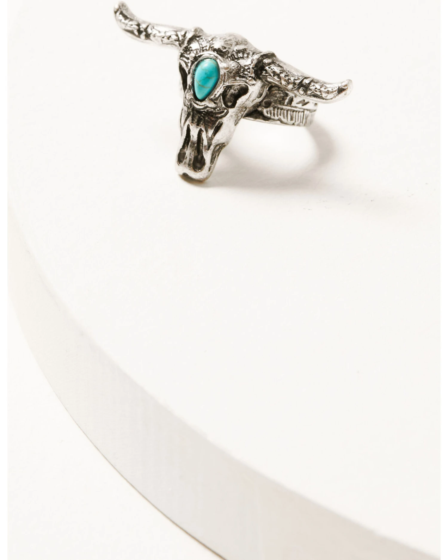 Shyanne Women's Silver Longhorn With Turquoise Stone Ring 1 Shyanne Women's Silver Longhorn With Turquoise Stone Ring