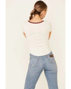 Shyanne Women's Off-White Horsing Around Graphic Short Sleeve Ringer Tee  -Western Cowboy Clothing Shop 2000338215 105 P4