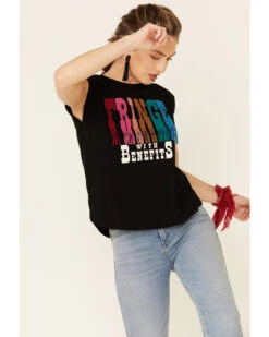 Shyanne Women's Fringe With Benefits Graphic Muscle Tee  -Western Cowboy Clothing Shop 2000338218 001 P3