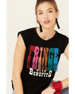 Shyanne Women's Fringe With Benefits Graphic Muscle Tee  -Western Cowboy Clothing Shop 2000338218 001 P4