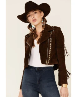 Understated Leather Women's Tan Paris Texas Star Studded Jacket  -Western Cowboy Clothing Shop 2000339332 280 P3