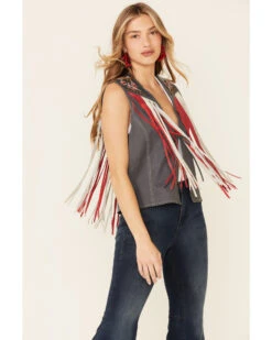 Double D Ranch Women's Indigo Eagle Live Tie-Front Vest 