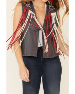 Double D Ranch Women's Indigo Eagle Live Tie-Front Vest  -Western Cowboy Clothing Shop 2000340301 402 P3