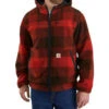 Carhartt Men's Plaid Print Reversible Zip-Front Rain Defender Fleece Work Jacket 