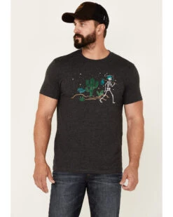 Moonshine Spirit Men's Heather Black Night Walk Graphic Short Sleeve T-Shirt 