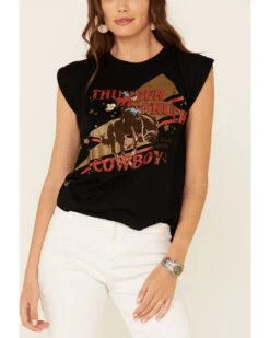 Rodeo Quincy Women's Thunderstruck Cowboy Graphic Short Sleeve Tee  -Western Cowboy Clothing Shop 2000344698 001 P3