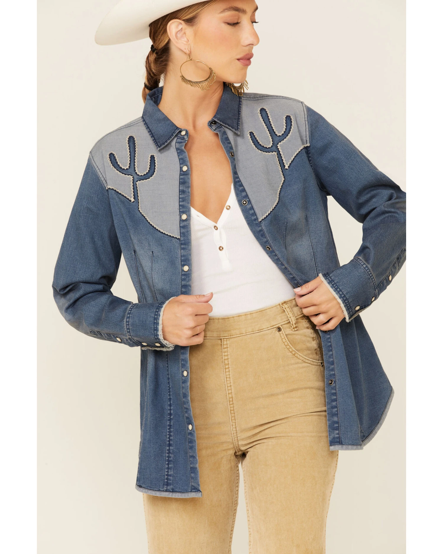 Tasha Polizzi Women's Flara Indigo Cactus Long Sleeve Shirt 2 Tasha Polizzi Women's Flara Indigo Cactus Long Sleeve Shirt - Image 2