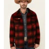 Powder River Outfitters Men's Red Ombre Plaid Wool Button-Front Shirt Jacket 