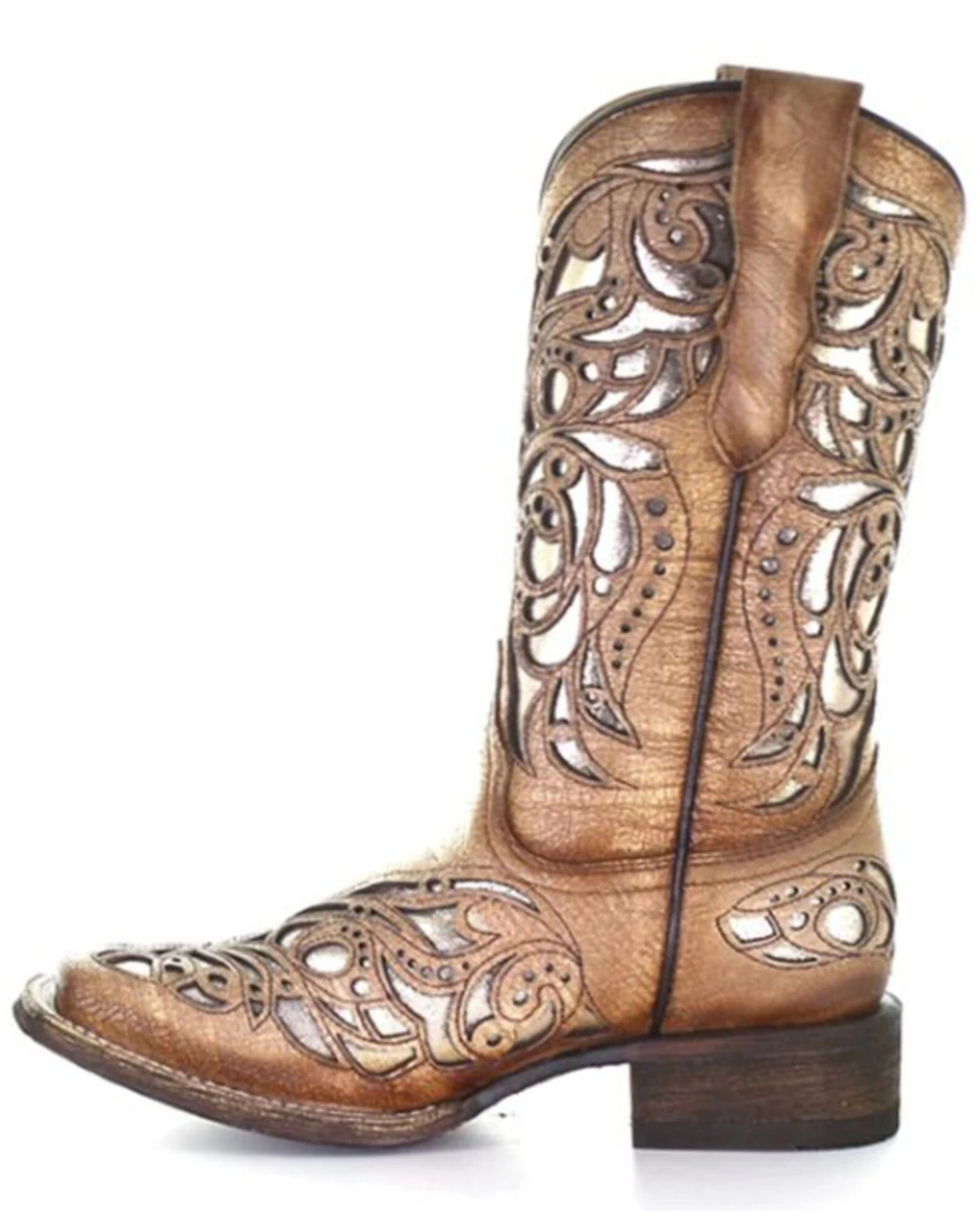 Corral Girls' Shiny Inlay Western Boots - Square Toe 3 Corral Girls' Shiny Inlay Western Boots - Square Toe - Image 3