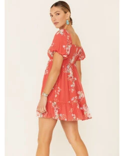 A Collective Story Women's Coral Floral Peasant Tiered Dress -Western Cowboy Clothing Shop 2000346388 850 P4