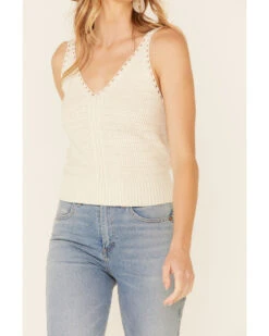Wishlist Women's Cream Sweater-Knit Pointelle Tank Top  -Western Cowboy Clothing Shop 2000349765 110 P3