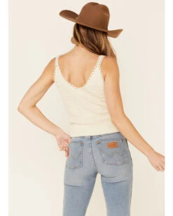 Wishlist Women's Cream Sweater-Knit Pointelle Tank Top  -Western Cowboy Clothing Shop 2000349765 110 P4