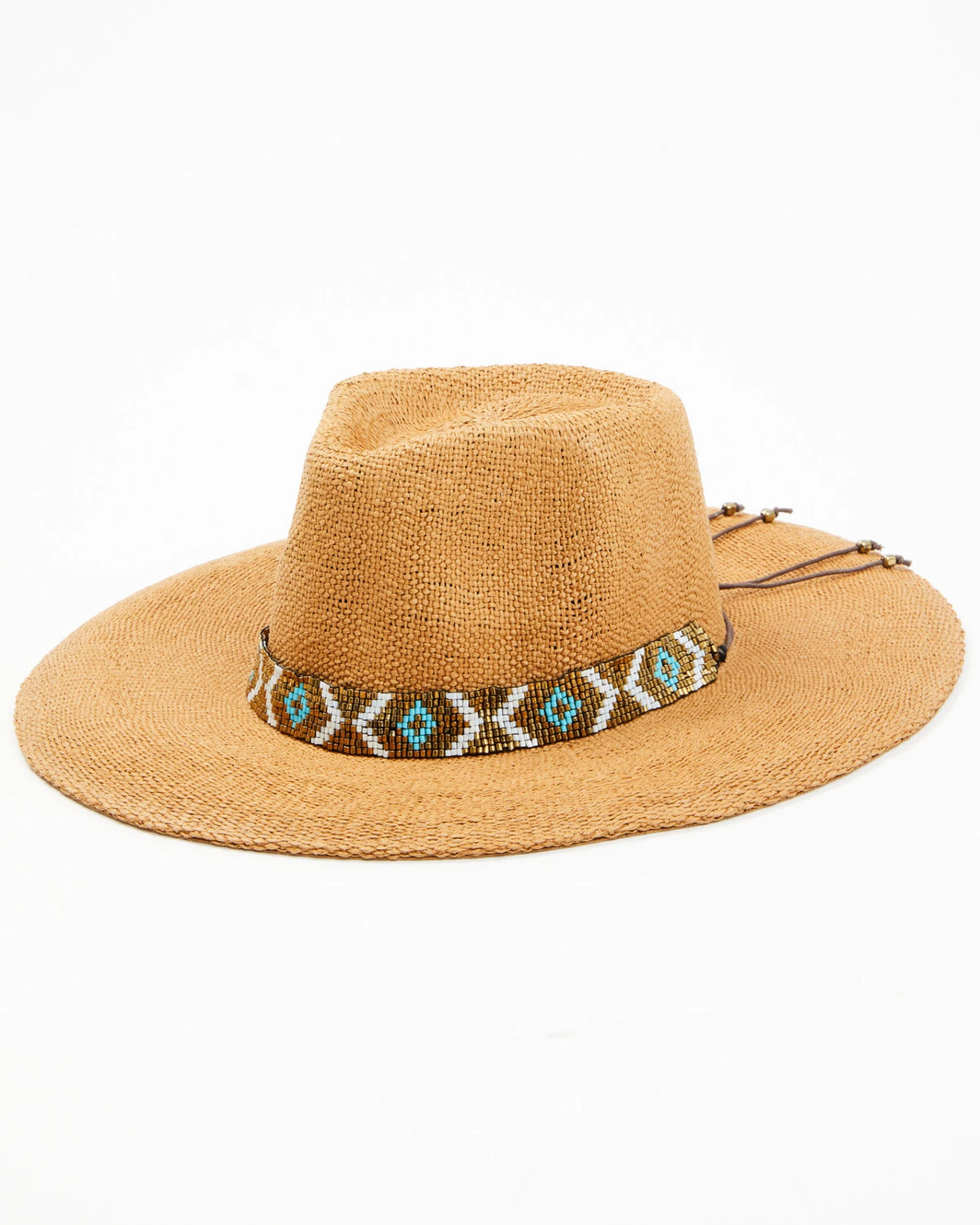 Nikki Beach Women's Beaded Trim Band Toyo Straw Rancher Hat 1 Nikki Beach Women's Beaded Trim Band Toyo Straw Rancher Hat
