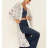 Wild Moss Women's Floral Print Chiffon Open Front Kimono