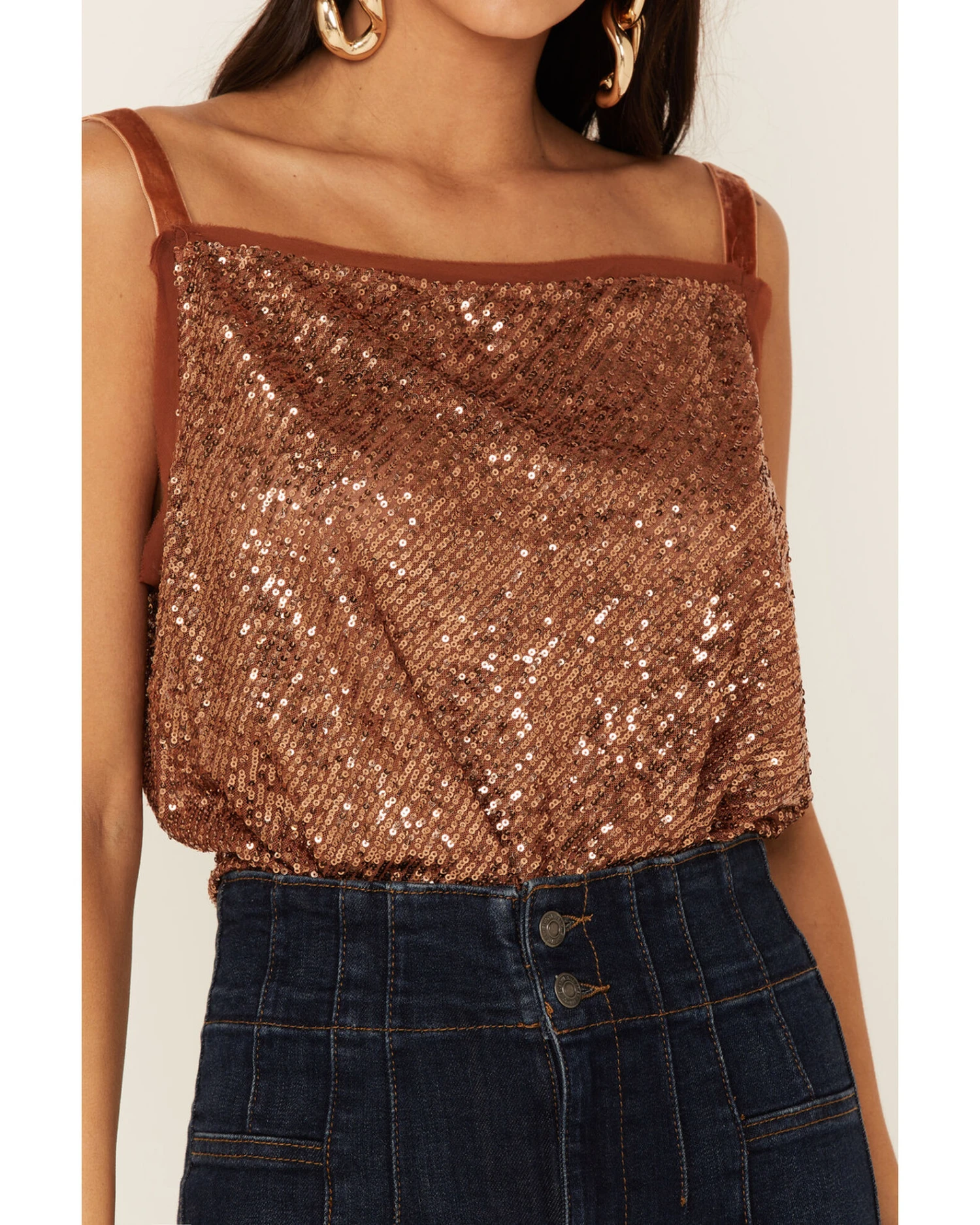 Free People Women's Shimmer & Shine Sequins Bodysuit 2 Free People Women's Shimmer & Shine Sequins Bodysuit - Image 2