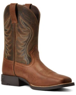Ariat Boys' Amos Leather Western Boot - Broad Square Toe 