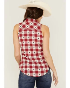 Shyanne Women's Plaid Print Stars America Sleeveless Top -Western Cowboy Clothing Shop 2000358587 600 P4