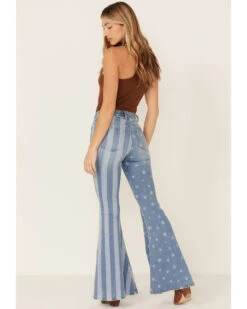 Shyanne Women's Stars & Stripes Print High Rise Super Flare Jeans -Western Cowboy Clothing Shop 2000358728 414 P4