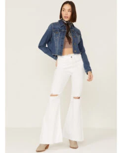 Shyanne Women's Medium Dark Wash Cropped Fray Denim Jacket 9 Shyanne Women's Medium Dark Wash Cropped Fray Denim Jacket -Western Cowboy Clothing Shop 2000358731 414 P5