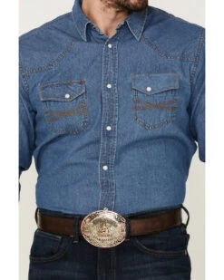 Blue Ranchwear Men's Long Sleeve Pearl Snap Heavy Western Denim Shirt 8 Blue Ranchwear Men's Long Sleeve Pearl Snap Heavy Western Denim Shirt -Western Cowboy Clothing Shop 2000359400 450 P4