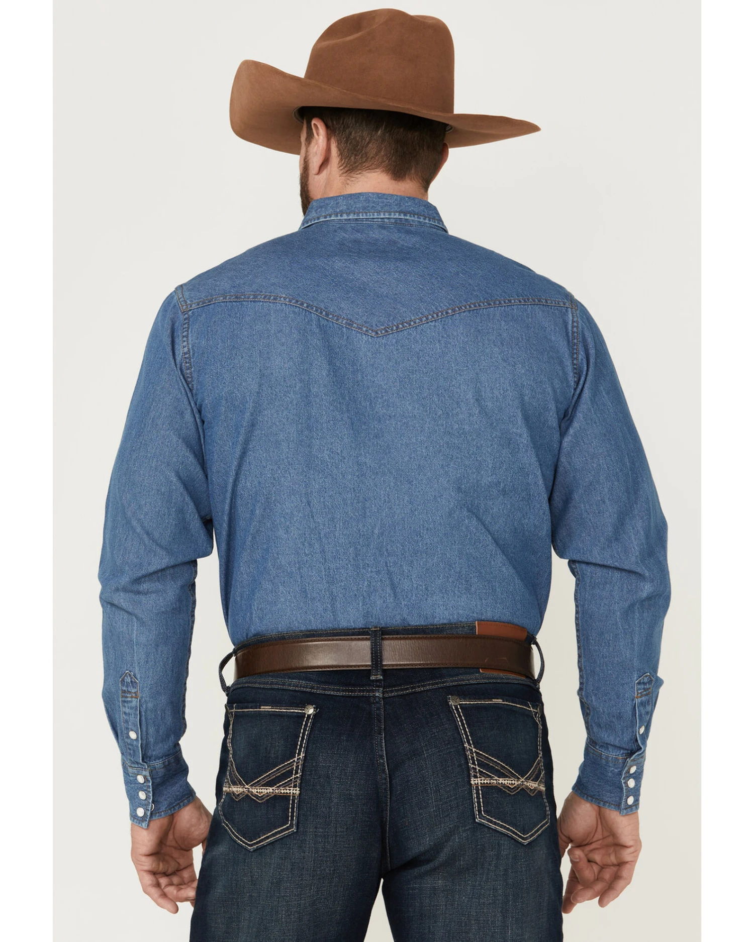 Blue Ranchwear Men's Long Sleeve Pearl Snap Heavy Western Denim Shirt 5 Blue Ranchwear Men's Long Sleeve Pearl Snap Heavy Western Denim Shirt - Image 5