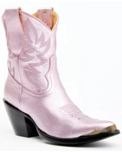 Idyllwind Women's Tickled Pink Metallic Leather Fashion Western Booties - Medium Toe