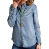 Stetson Women's Solid Denim Long Sleeve Snap Western Shirt 
