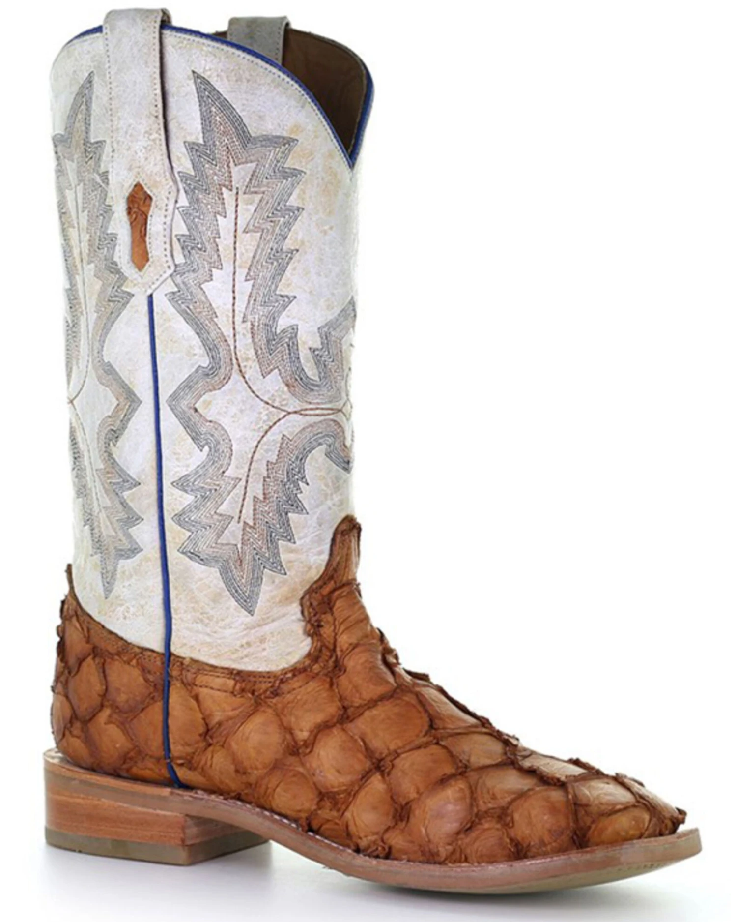 Corral Men's Exotic Pirarucu Skin Western Boots - Broad Square Toe 1 Corral Men's Exotic Pirarucu Skin Western Boots - Broad Square Toe