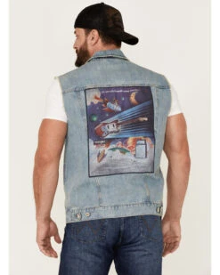 Wrangler X Fender Men's Cowboy Rockstar Patch Denim Vest -Western Cowboy Clothing Shop 2000362154 402 P4